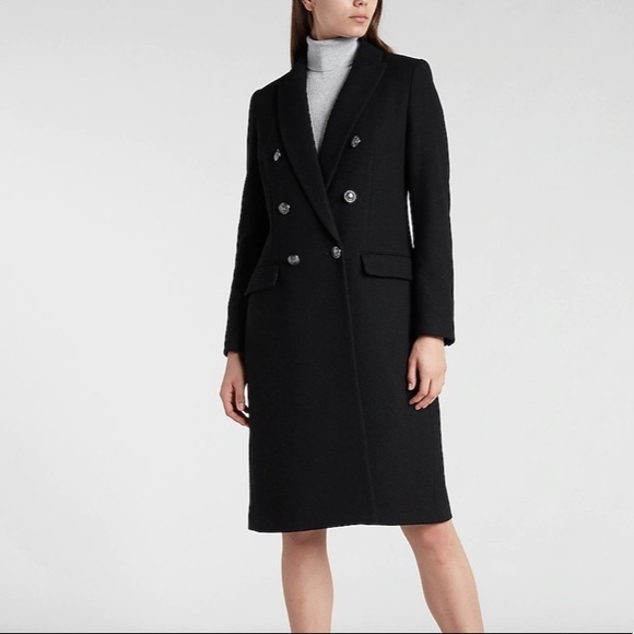 Double Breasted Wool-Blend Coat XS express women's jacket coat